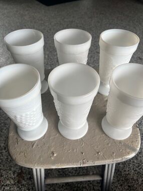 Classic White Milk Glass Goblets - Set of 6